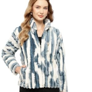 Aarika Womens Winter Wear Beige Colour Solid Fur Jacket