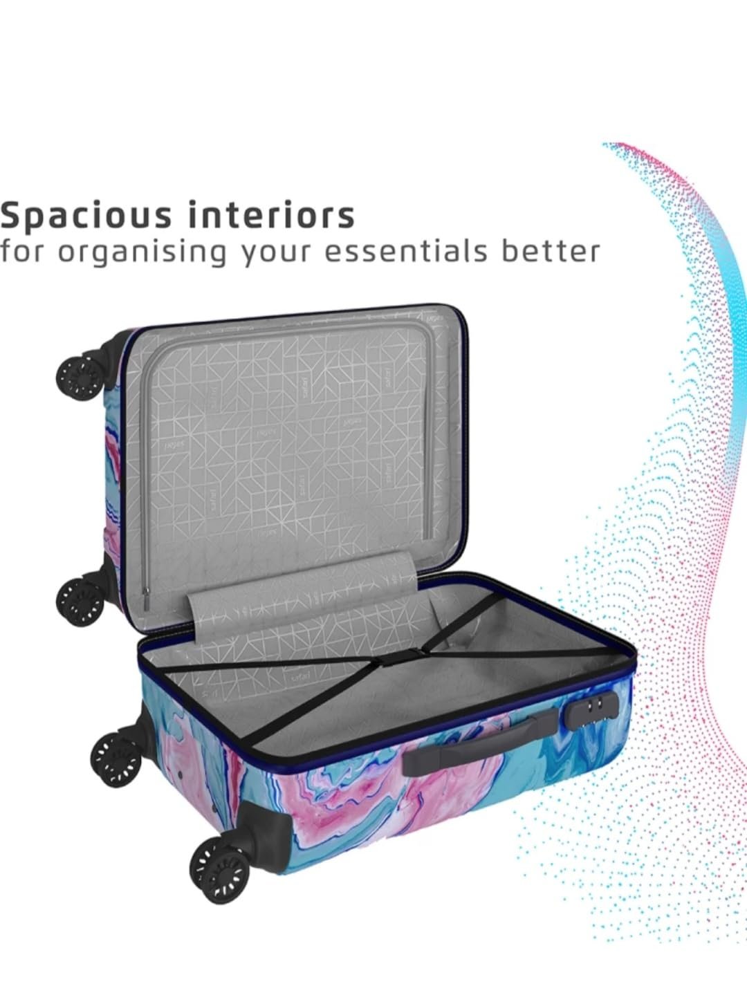 PC Hard Shell 8 Spinner Wheels Safari Printed Medium Size 24 Inch Trolley Bag for Travel with Dual Wheels Hue, Multicolor - Image 6