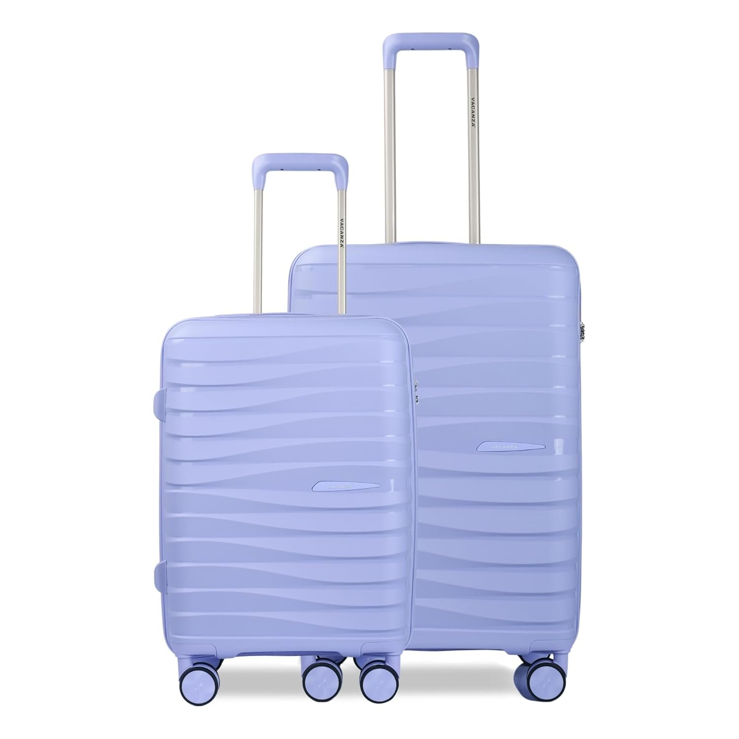 Vacanza Series 2 Polypropylene Unbreakable Hard-Sided Cabin & Check-in Size Luggage Trolley Bag Set of 2 | Purple (55 & 65 cm)