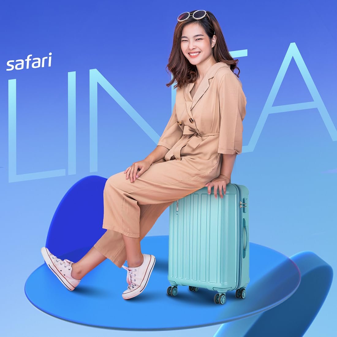 Safari Linea 8 Wheels 56 Cms Small Cabin Trolley Bag Hard Case Polycarbonate 360 Degree Wheeling System Luggage, Trolley Bags For Travel, Speed_Wheel Suitcase For Travel, Spearmint - Image 8