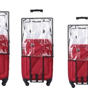 Set of 3 Suitcase Cover PVC Clear Water-Dust-Scratchproof Zippered Protector for Soft/Nylon Type 4 Wheeler Luggage Trolley Bag 20 inch 24 inch 28 inch (Small-Medium-Large)