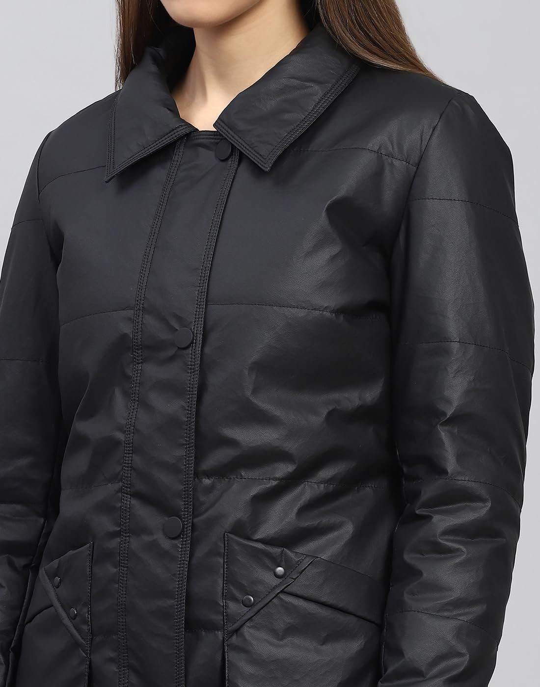 Monte Carlo Women's Polyester Blend Regular Self Design Collar Neck Full Sleeve Jacket - Image 7