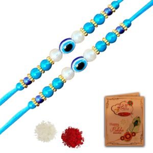 Evil Eye Rakhi Combo With Roli chawal and Rakshabandhan Greeting card For Men (2EV) Set of 2 Rakhis
