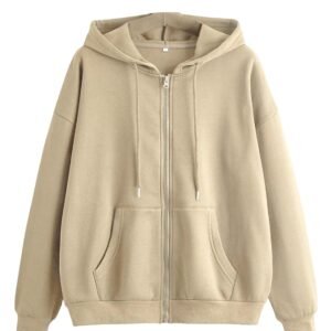 Imsa Moda Women’s Polycotton Fleece Plain Full-Zip Hooded Winter Jacket | Casual Hoodie with Kangaroo Pocket | Comfortable Warmwear