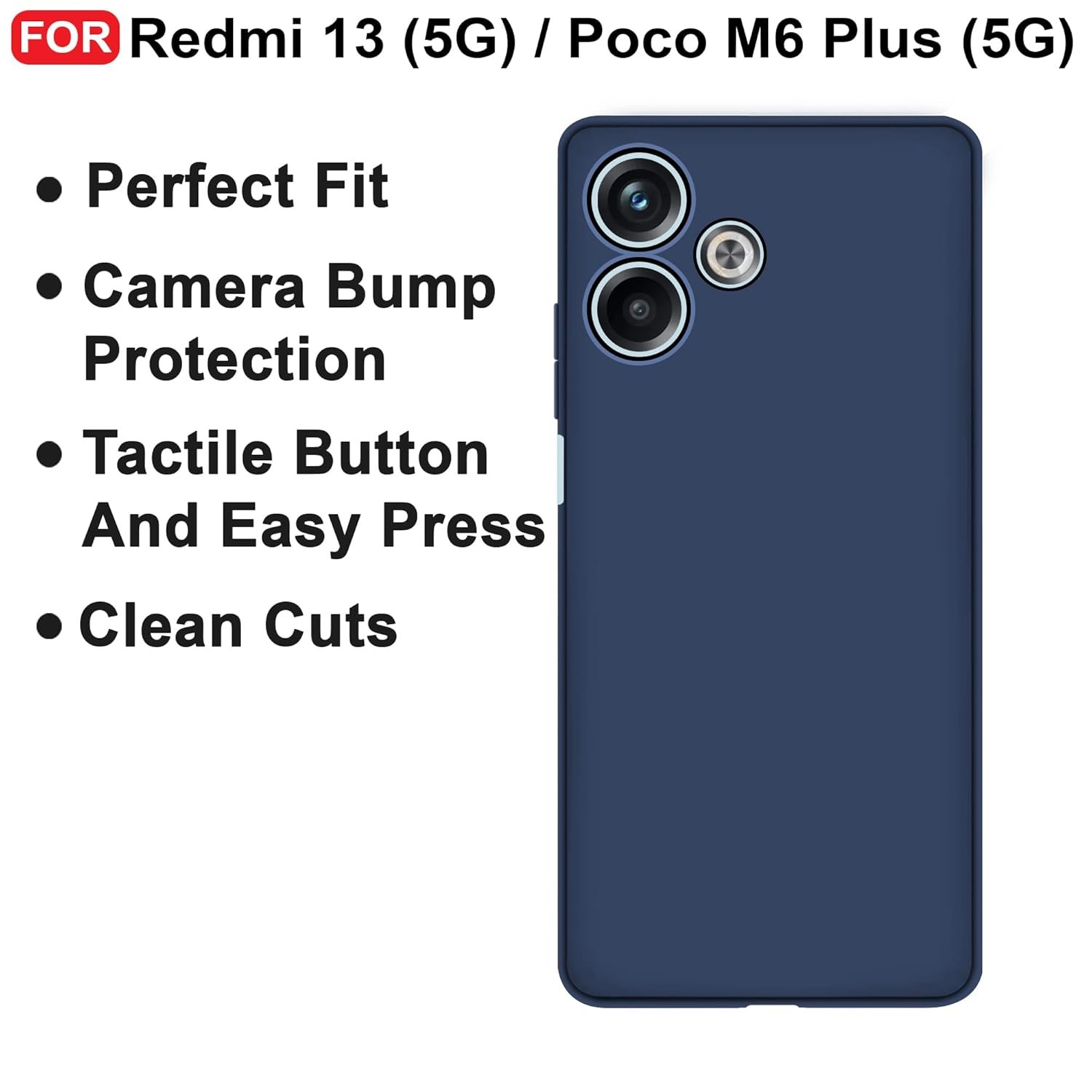 CEDO Redmi 13 (5G) / Redmi 13 Prime Edition/Poco M6 Plus (5G) Back Cover | Camera Bump Protection & Inner Velvet Fabric Lining | Ultra Slim Matte Soft Rubberised Case Cover (Blue) - Image 6