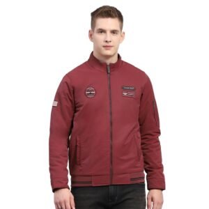 Monte Carlo Men Polyester Blend Standard Length Solid Mock Neck Full Sleeve Jacket