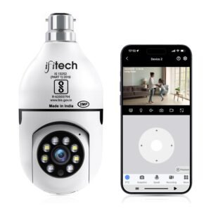 IFITech 1080p HD Smart Wi-Fi CCTV Home Security Camera | Indoor 360° Smart CCTV Camera | Bulb Camera | 256GB SD Card Support (Not Included) | Perfect for Home, Office Monitoring