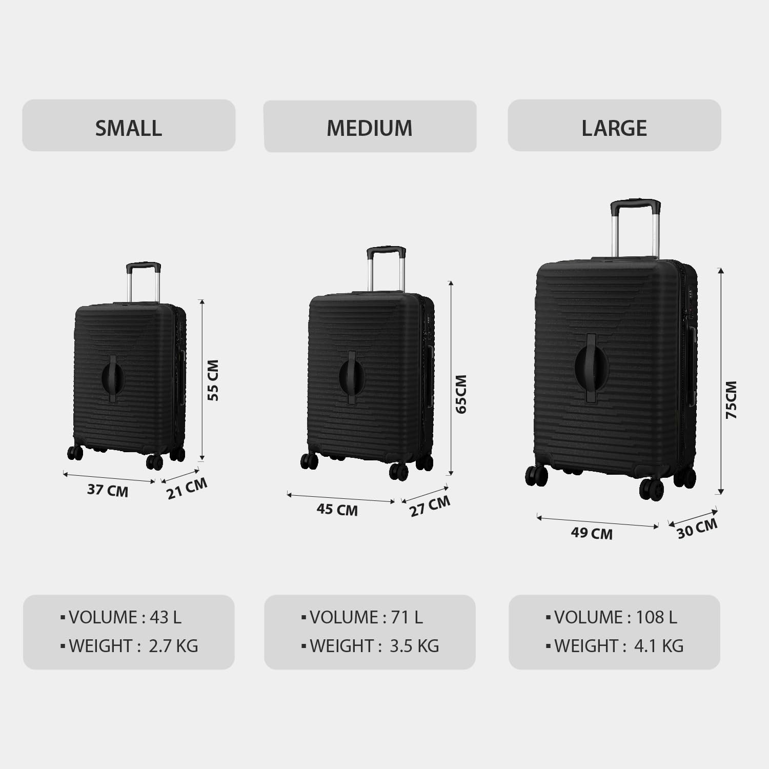 Maleta Tranquil Check-in Medium and Large |24’’ and 28’’| Lightweight, TSA Lock | Suitcase for Travel | Luggage for Travel | Trolley Bag for Travel Set of 2 (Black, Set of 2 (Medium-Large)) - Image 3
