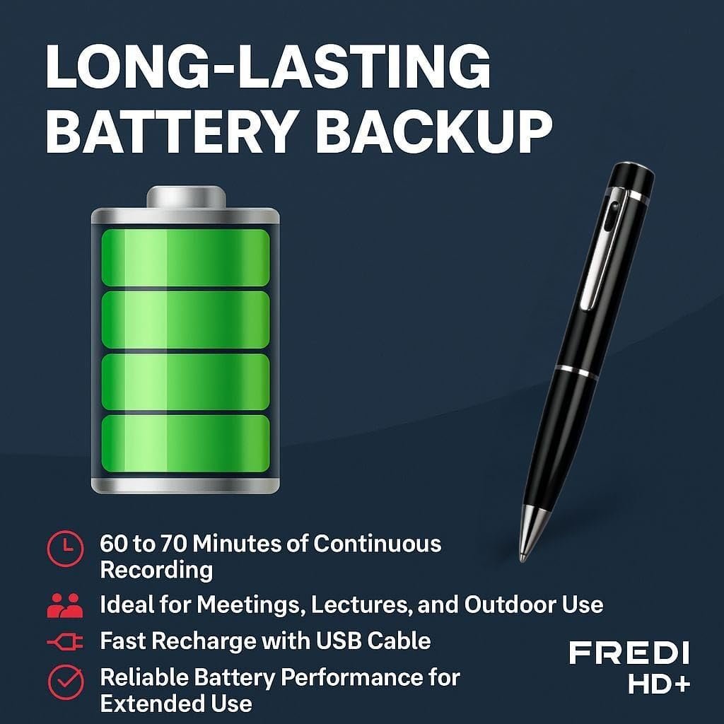 FREDI HD PLUS Full HD 1080p Pocket Pen Camera | 30FPS Smooth Video | JPG Photo Mode | 170mAh Battery | 256 GB SD Card Support | Compact Design for Personal and Professional Use - Image 4