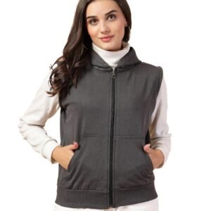 UZARUS Women’s Half Sleeves Standard Length Cotton Fleece Premium Jacket with Hood