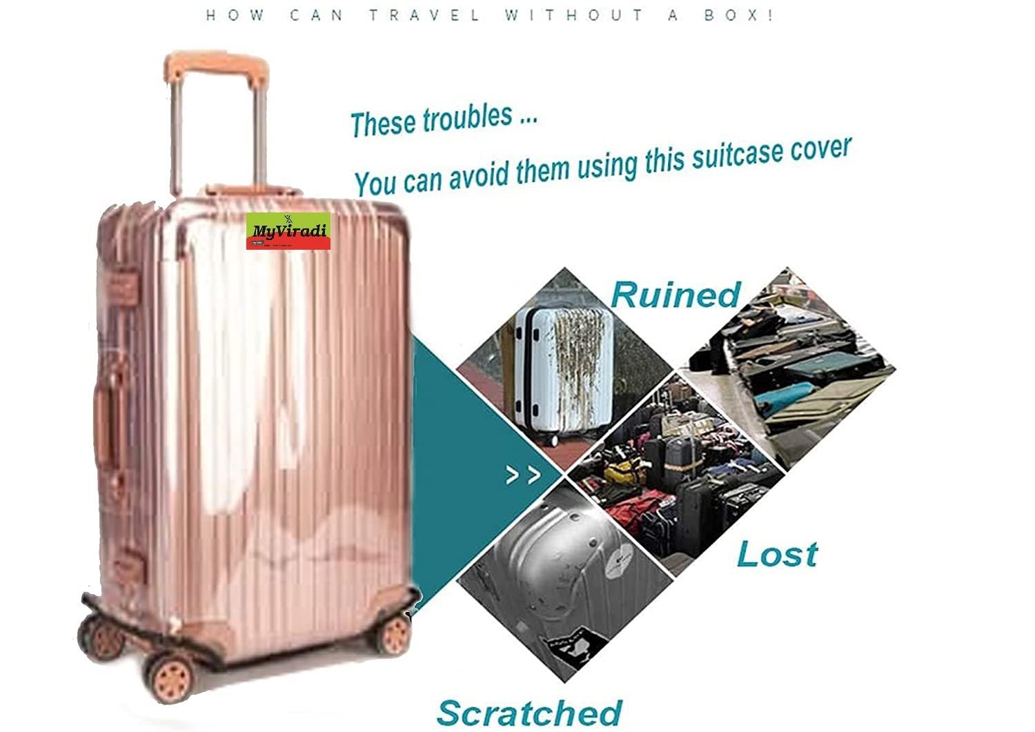 Waterproof & Dust Proof PVC Suitcase & Trolley Bag Cover with Zip, Transparent (Hard Luggage, 65 CM) - Image 4