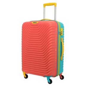 American Tourister Medium Polypropylene (PP) Amt Splash Sp66Cm Coral/Teal Multi Color Carry-On Luggage Hard Shell 4 Spinner Wheel Luggage with Tie Down Strap & Complete Lining, H-66 Centimeters,