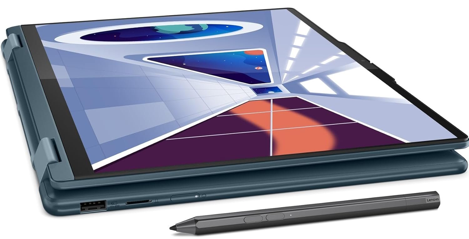 Lenovo Yoga 7 AMD Ryzen 7 7735U 14"(35.5cm) WUXGA-OLED 2-in-1 400Nits Laptop (16GB/1TB SSD/Win 11/Office 2021/Backlit KB/Digital Pen/1Yr Warranty/Alexa/3 mon. Game Pass/Tidal Teal/1.49Kg), 82YM0075IN - Image 9