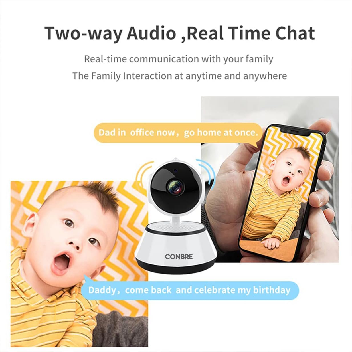 Conbre RoboXR 2MP Full HD Smart Wi-Fi CCTV Home Security Camera for Home and Office | 360° with Pan Tilt | Two Way Communication | Motion Alert | Night Vision | SD Card (Upto 128 GB) - Image 4