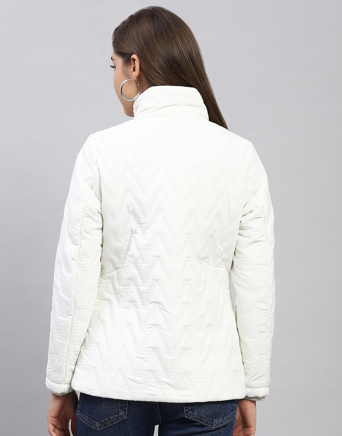 Monte Carlo Women's Nylon Blend Standard Embroidered Mock Neck Full Sleeve Jacket - Image 5