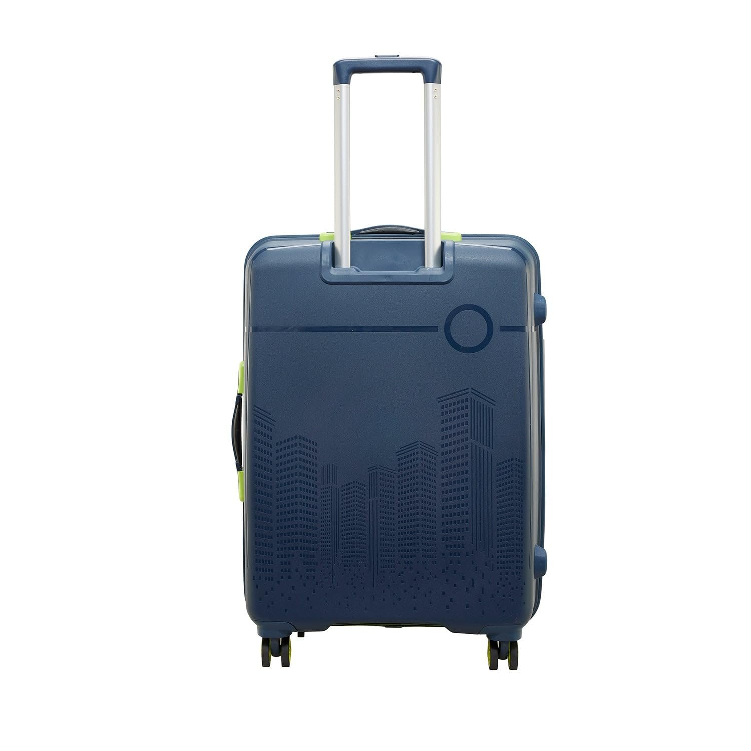 Skybags Cityscape 67Cms Polypropylene Hardsided Medium Size 8 Wheels Double Spinner Anti Theft Zipper Blue Suitcase - Image 2