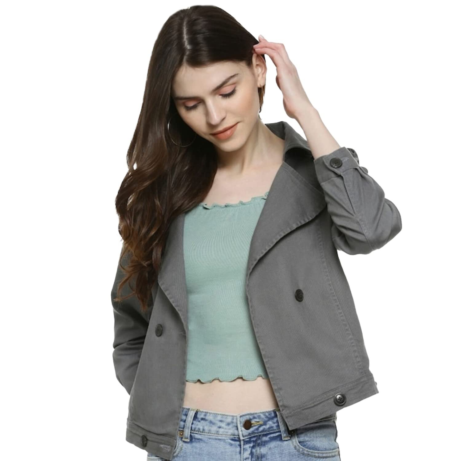 Campus Sutra Women's Cotton Regular Hooded Neck Jacket