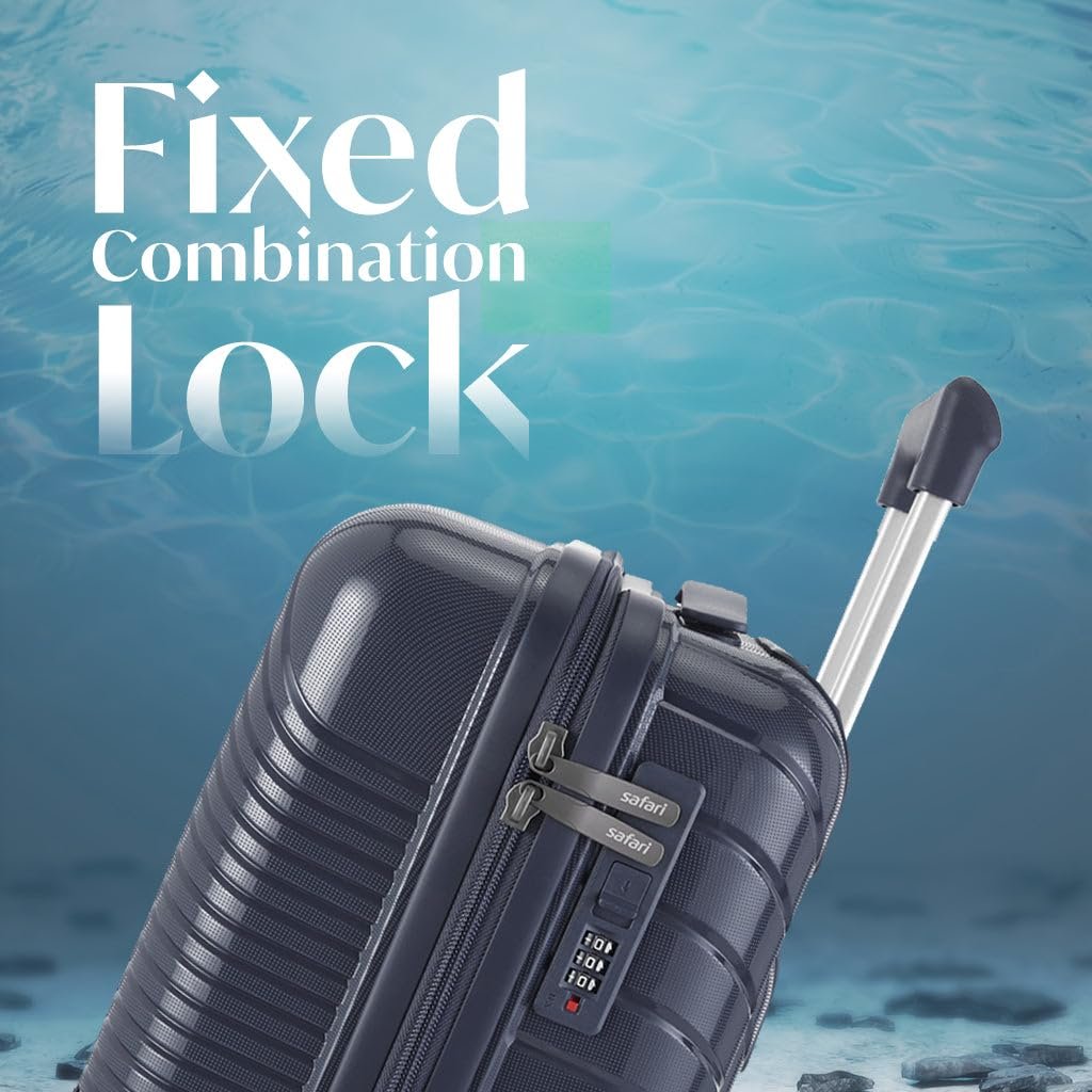 Safari Polycarbonate Hard Shell Atlantis 8 Wheels, Anti-Theft Zipper (Cabin & Check-in) Trolley Spinner Luggage Set of 3, 59Cm, 69Cm & 79Cm, Small, Medium, Large (Blue) - Image 3