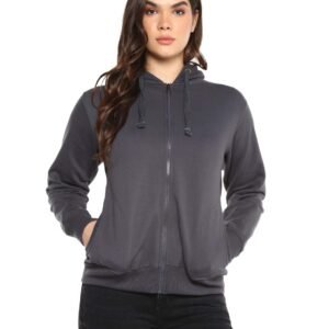 Alan Jones Clothing Women’s Solid Zipper Hooded Sweatshirt | Front Zip, Ribbed Hem, Lined Hood, Casual Winter Wear