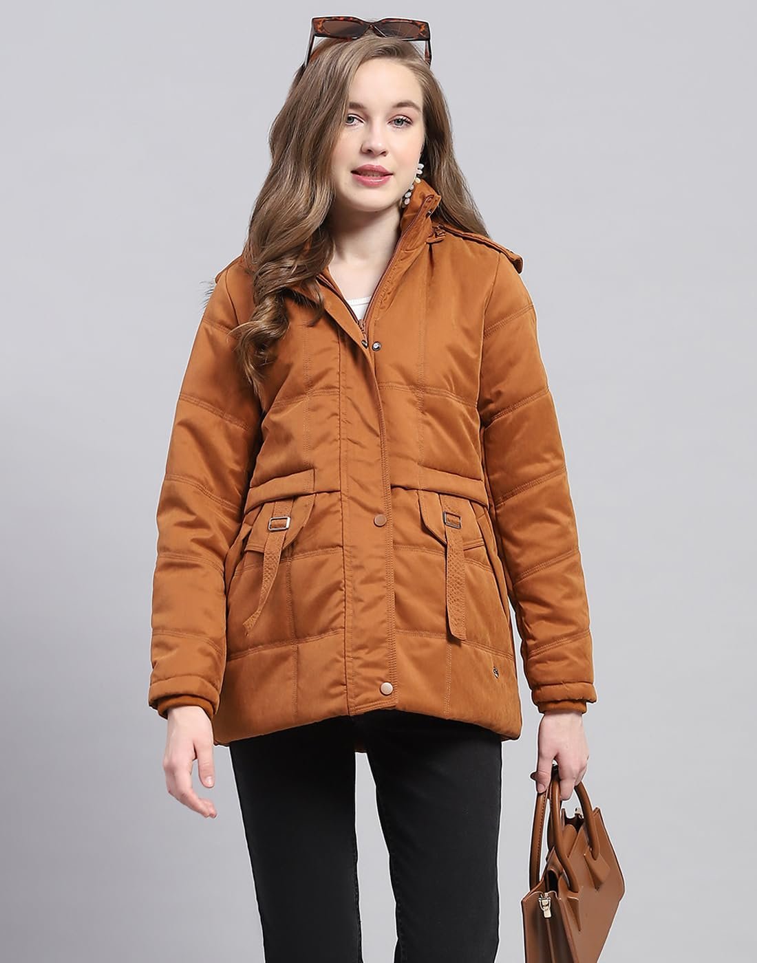 Monte Carlo Women's Polyester Blend Regular Solid Detachable Hood Full Sleeve Jacket - Image 7