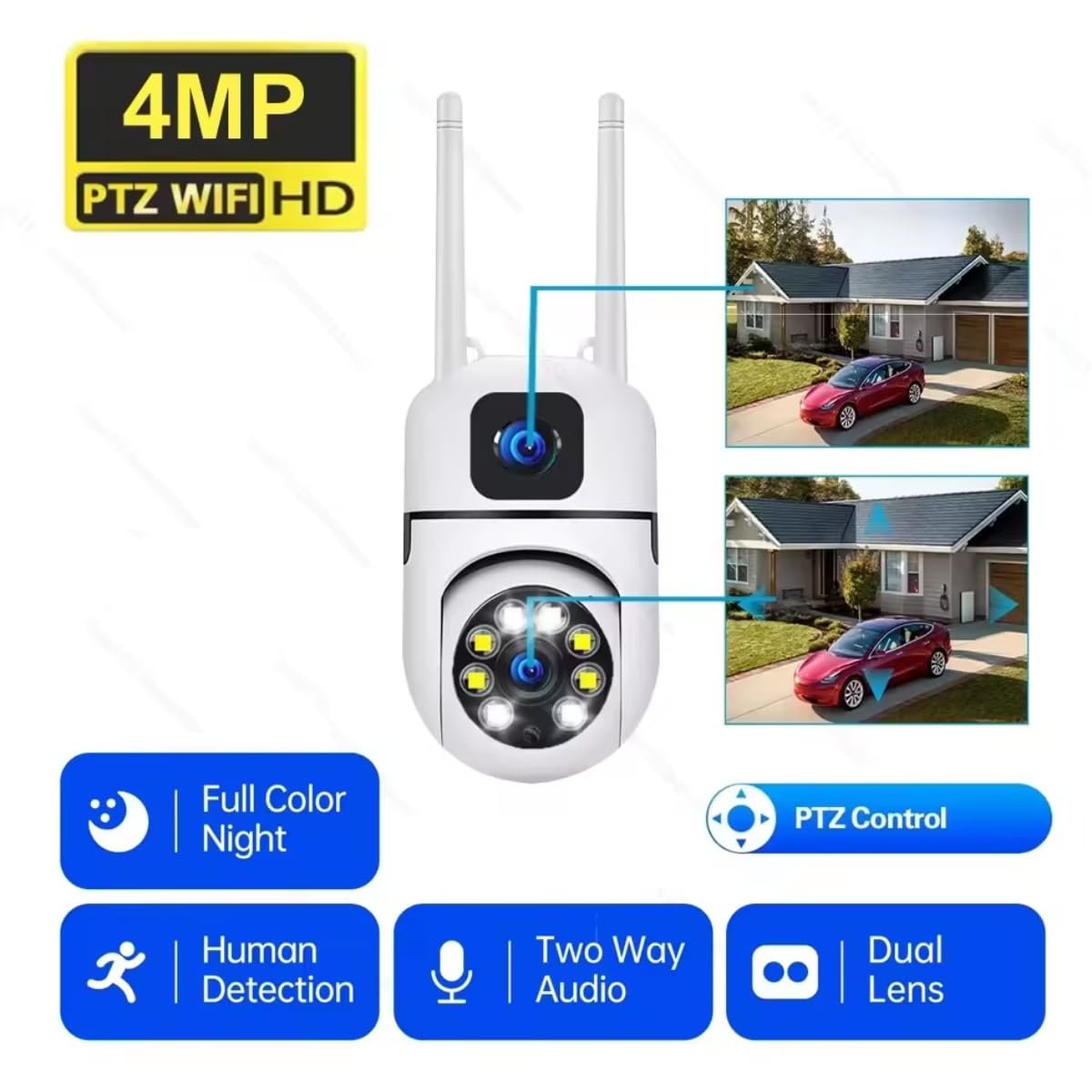 Maizic Smarthome Dual Lens Mini Fox | 5+5MP WiFi CCTV Camera with PTZ & Fixed View | AI Motion Detection, Color Night Vision, Two-Way Audio, 360° Coverage, App Remote Access - Image 2