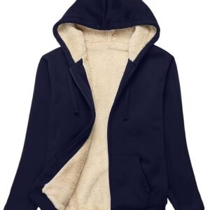 ADBUCKS Hoodies for Women Winter Fleece Sweatshirt – Full Zip Up Thick Soft Fur Lined Hooded Jacket Coat