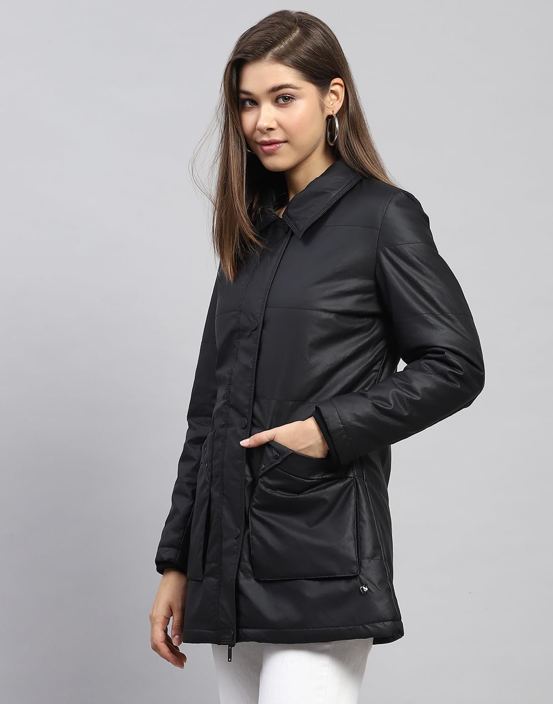 Monte Carlo Women's Polyester Blend Regular Self Design Collar Neck Full Sleeve Jacket - Image 3