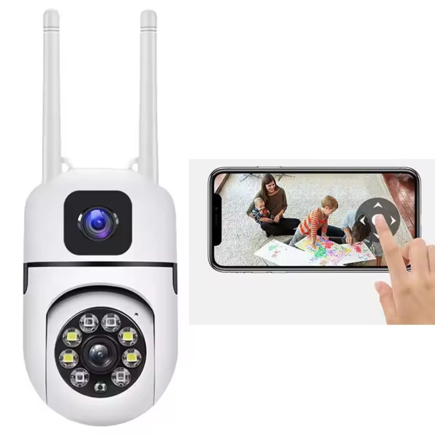 TP Plus 4+4MP Dual Lens Mini Wireless PTZ | Live Monitoring | CCTV Camera Color Night Mode | Motion Detection | Two-Way Audio | Indoor/Outdoor Security Camera for Home (Dual Lens Mini Dome K-804)