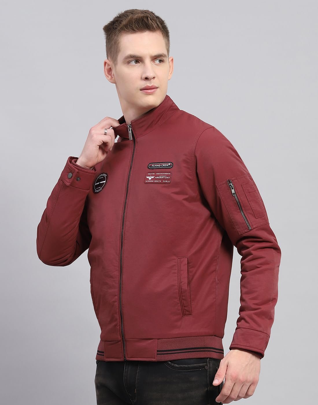 Monte Carlo Men Polyester Blend Standard Length Solid Mock Neck Full Sleeve Jacket - Image 3