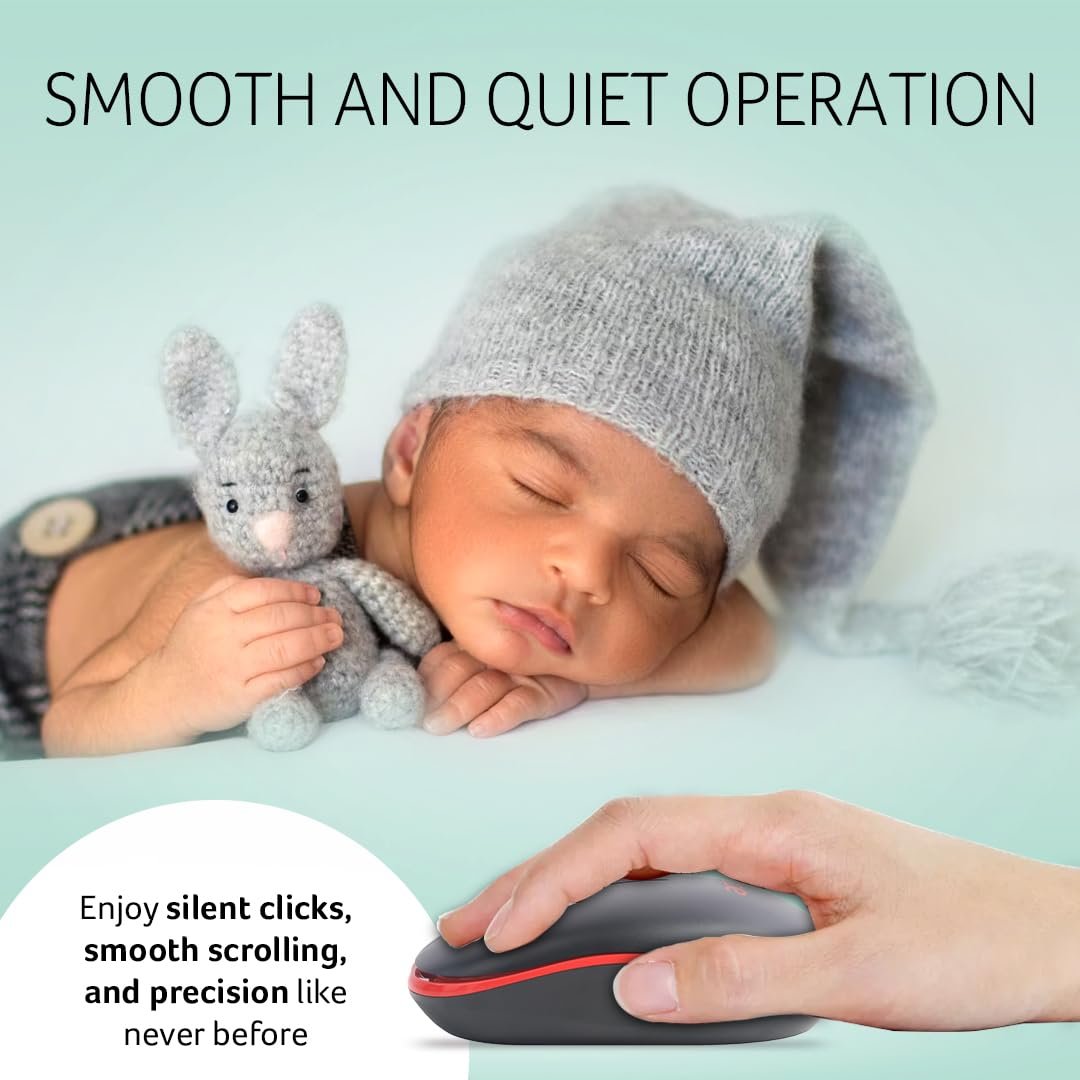 Acer Flow Wireless Mouse | 1600 DPI Optical Sensor | 2.4GHz Wireless with USB Nano Receiver | Ergonomic Lightweight Design | Smooth Tracking for Laptop, PC & Mac – Black/Red - Image 4