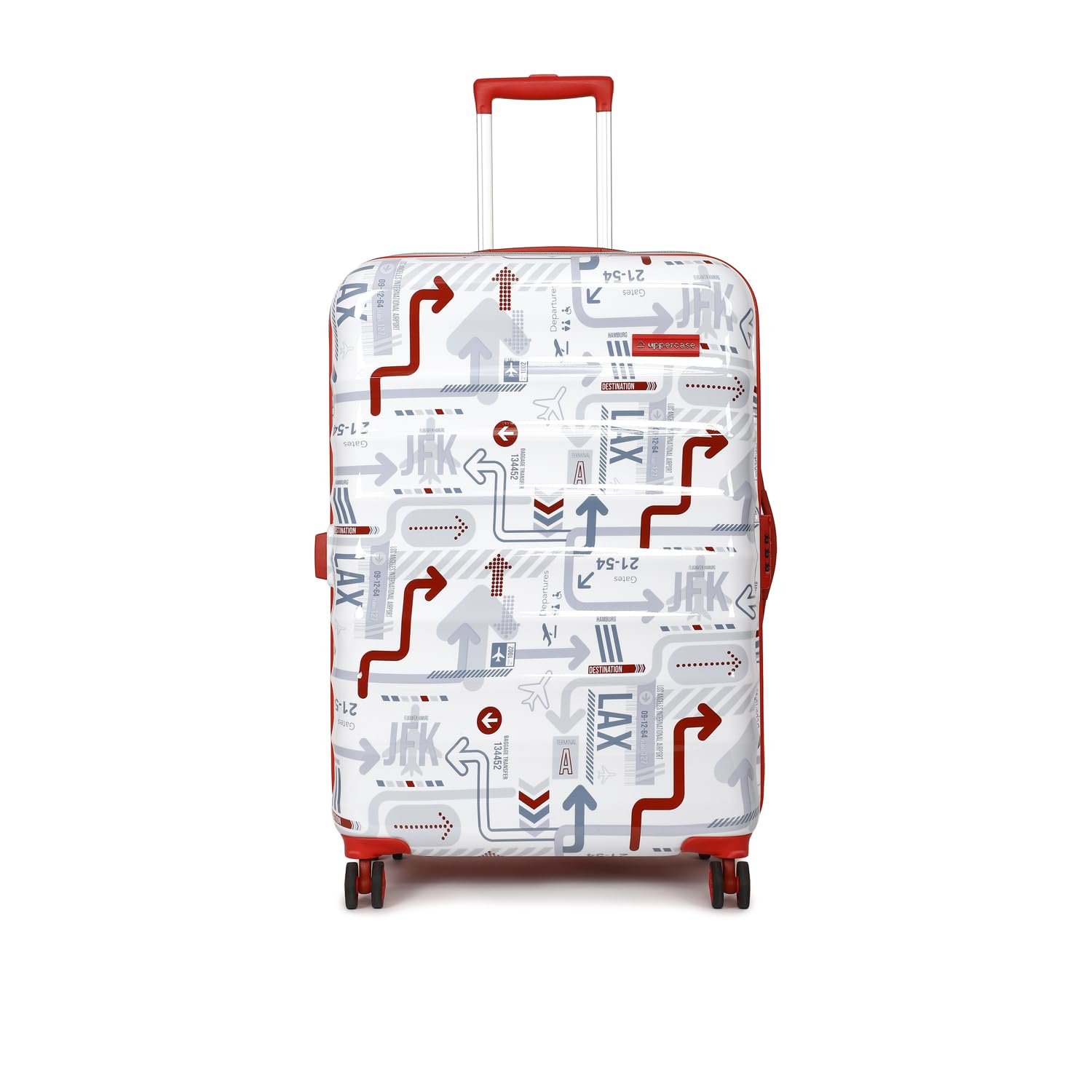 uppercase Polyester Jfk Duo Inline Trolley Bag Set Of 3 (Small,Medium,Large)|Hardshellsided Cabin&Check-In Luggage|Combination Lock|Sustainable 8 Wheel Inline Trolley Bag||(White&Red),H-75.5 cms - Image 2