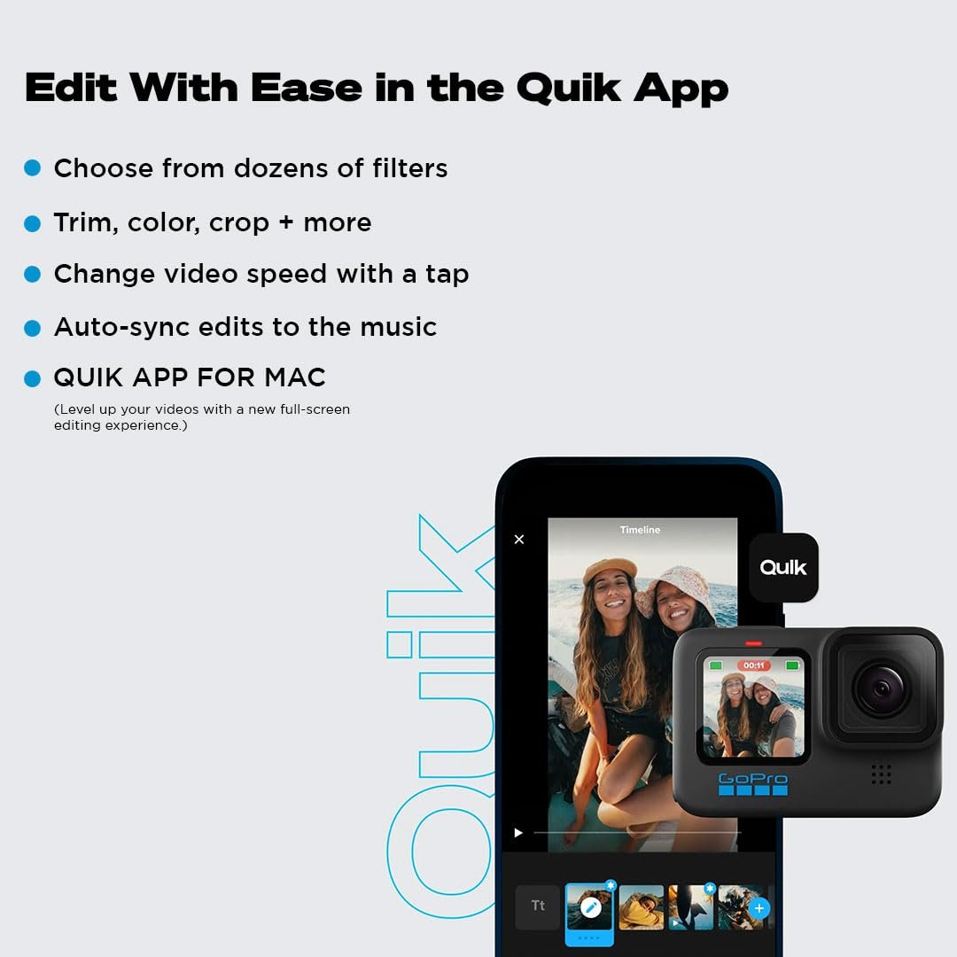 GoPro HERO12 Waterproof Action Camera with Front & Rear LCD Screens, 5.3K60 Ultra HD Video, HyperSmooth 6.0 + AutoBoost, Live Streaming with Enduro Battery (1-Yr International + 1-Yr India Warranty) - Image 9