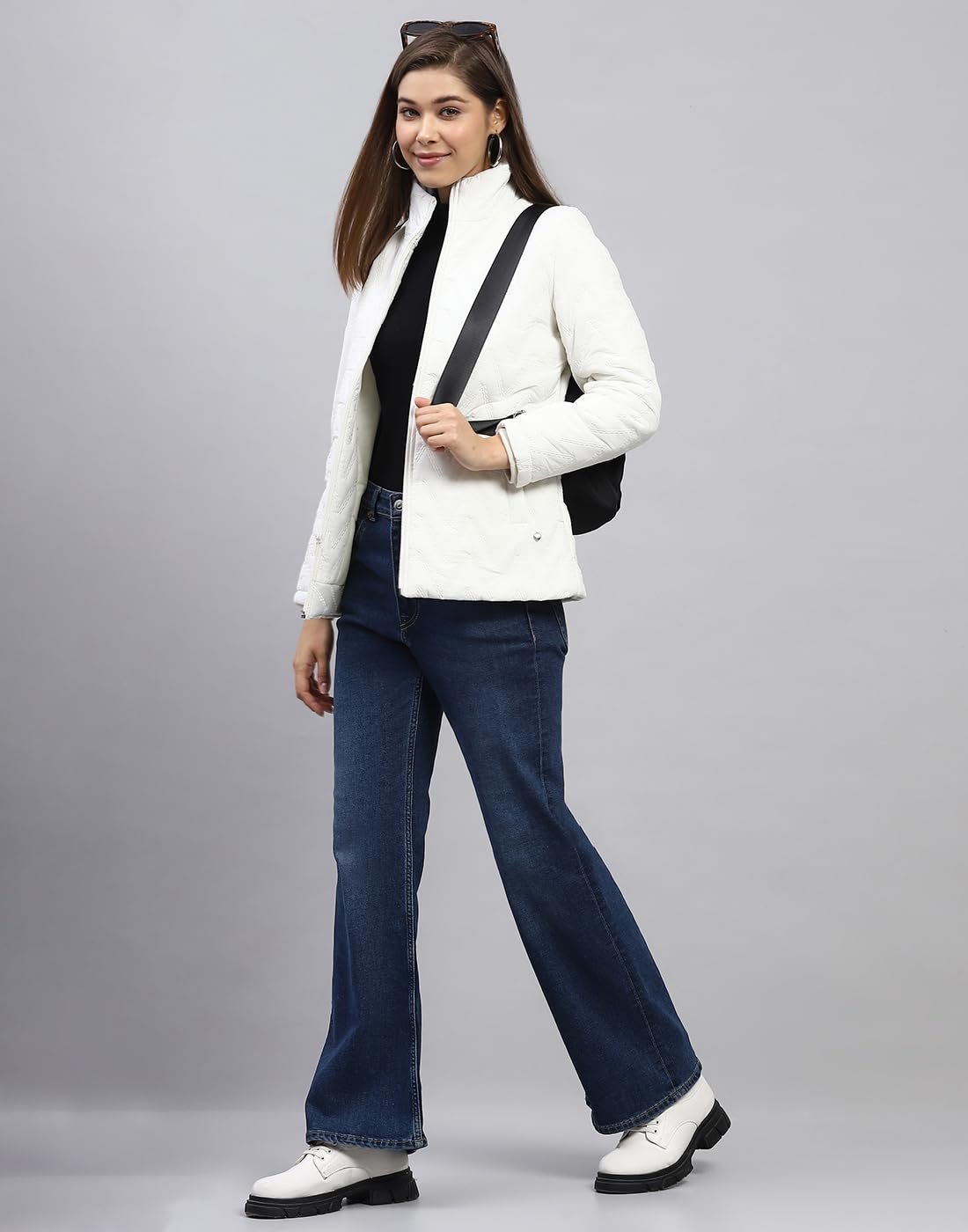 Monte Carlo Women's Nylon Blend Standard Embroidered Mock Neck Full Sleeve Jacket - Image 6