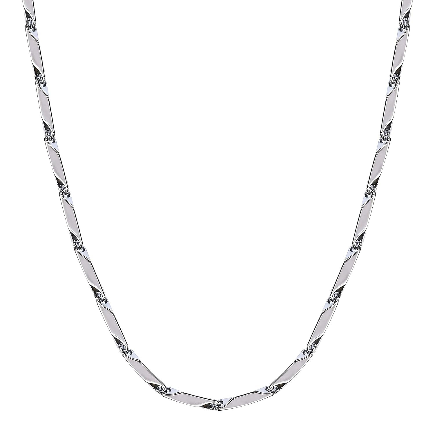 Fashion Frill Men's Double Coated Popular Stainless Steel Silver Chain For Men Boys Girls Stylish Necklaces Silver Chain Anniversary Love Gift For Husband Unisex Chains 22 Inches