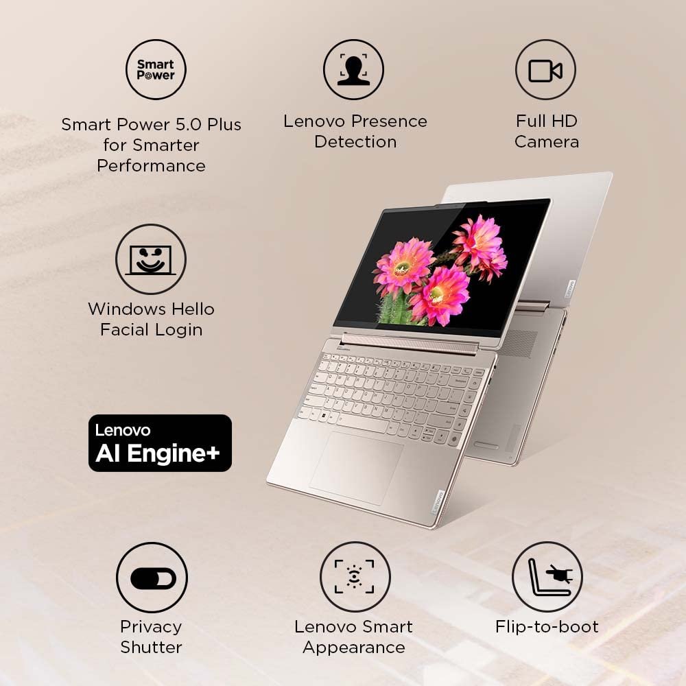 Lenovo Yoga 9 13th Gen Intel Evo i7 1360P 14"(35.56cm) 4K OLED 2-in-1 400Nits Laptop (16GB/1TB SSD/Win 11/Office 2021/Backlit KB/Pen 2.0/1Yr Warranty/Alexa/3 Month Game Pass/Oatmeal/1.4Kg) 83B1004XIN - Image 4