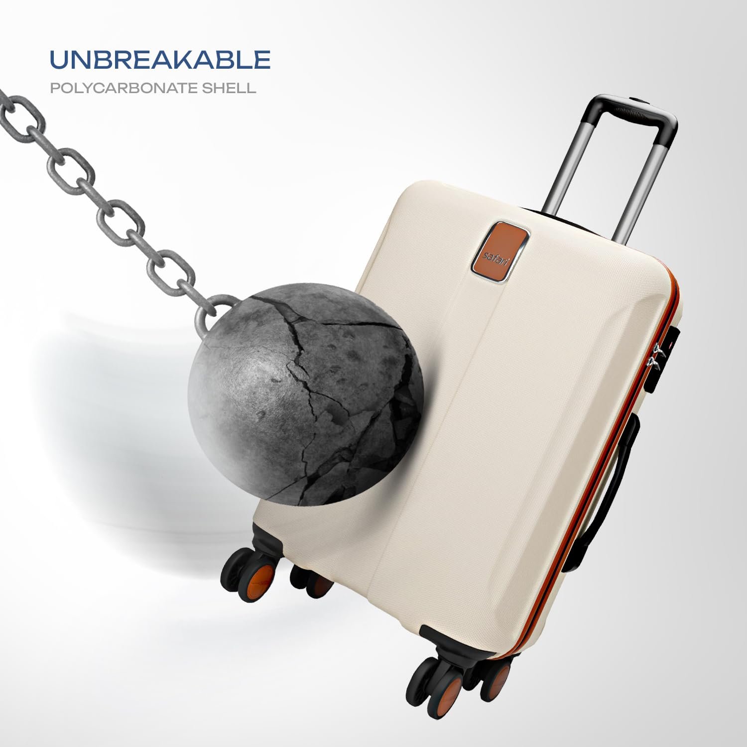 Safari Thorium Royale 8 Wheels 66cm Medium Size Trolley Bag Hard Case Checkin Polycarbonate Luggage, TSA Lock, Wet Pouch Organized Interior, Suitcase for Travel, Trolley Bags for Travel, Vanilla Tan - Image 2