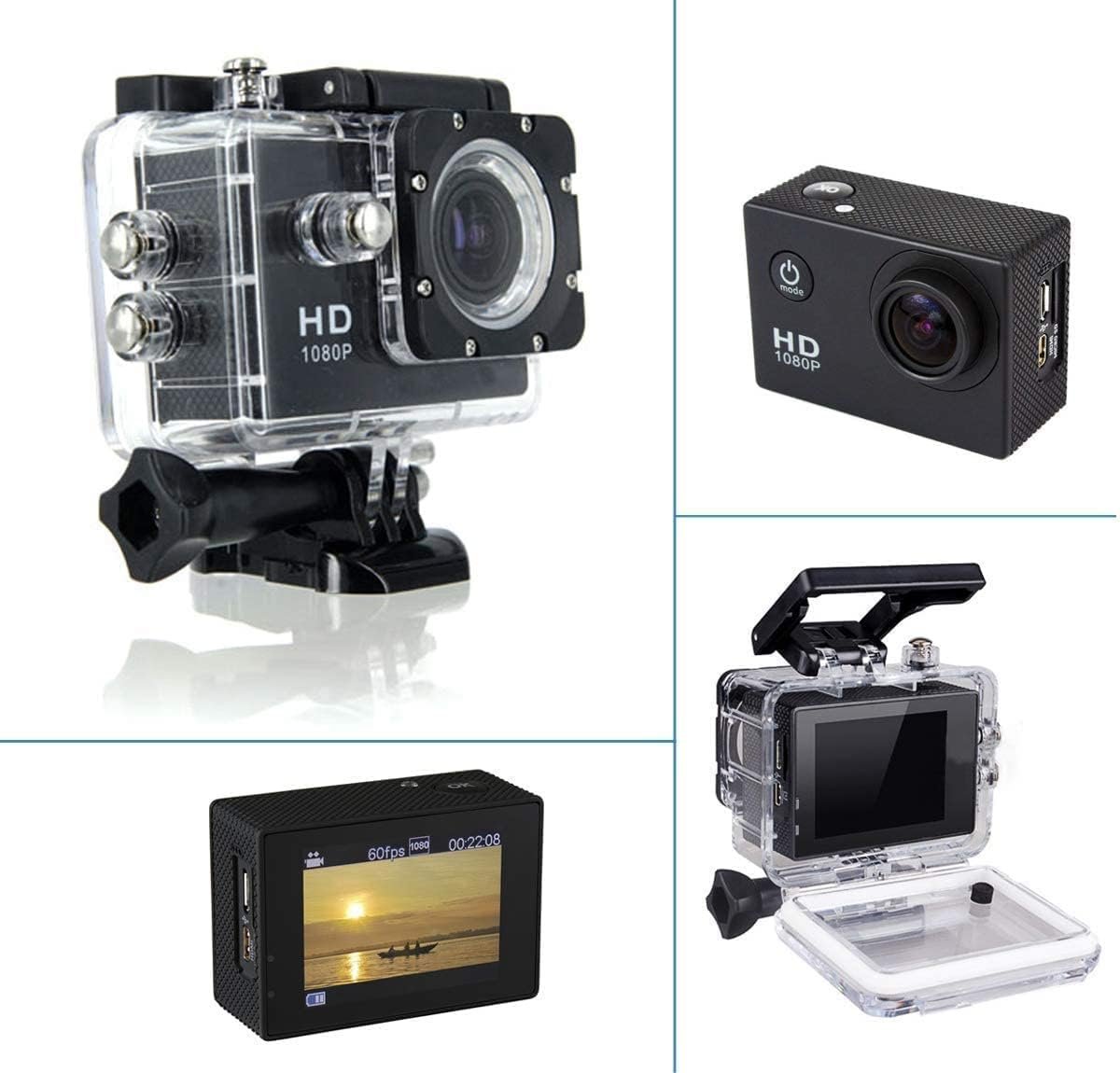 SIRGAWAIN Action Camera 1080P 12MP Sports Camera Full HD 2.0 Inch Action Cam 30m/98ft Underwater Waterproof Camera with Mounting Accessories (CAM3) - Image 2