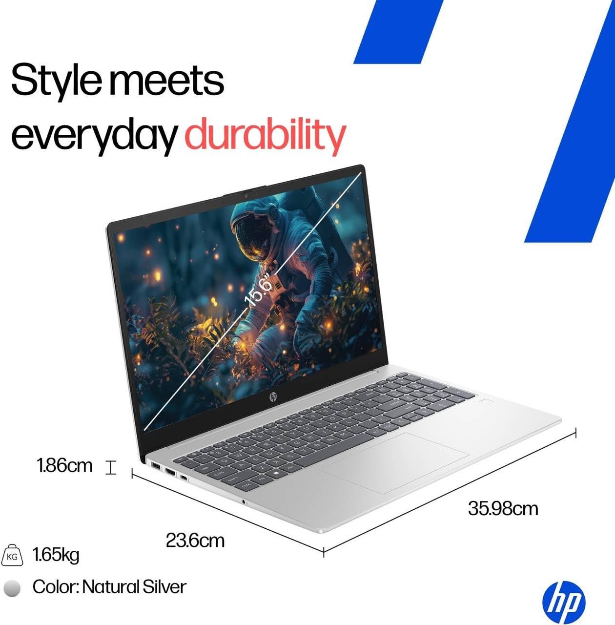HP 15, Intel Ci7-13620H 13th Gen Laptop (16GB DDR4, 512GB SSD) Anti-Glare, Micro-Edge, 15.6''/39.6cm, FHD, Win11, M365 Basic(1yr), Office Home24, Silver,1.65kg, FHD Camera W P. Shutter, Backlit - Image 5