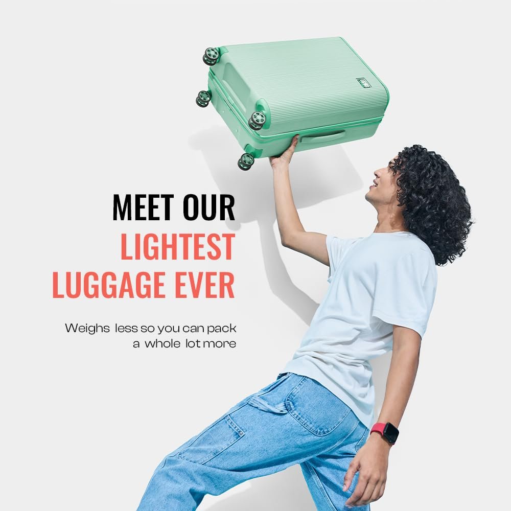 Urban Jungle by Safari, The Lumolite Light Weight Medium (65cm) Check in Trolley, 74L Capacity Hard Sided Polycarbonate Suitcase,TSA Approved Lock, 8 Silent Wheels (Olive) - Image 2