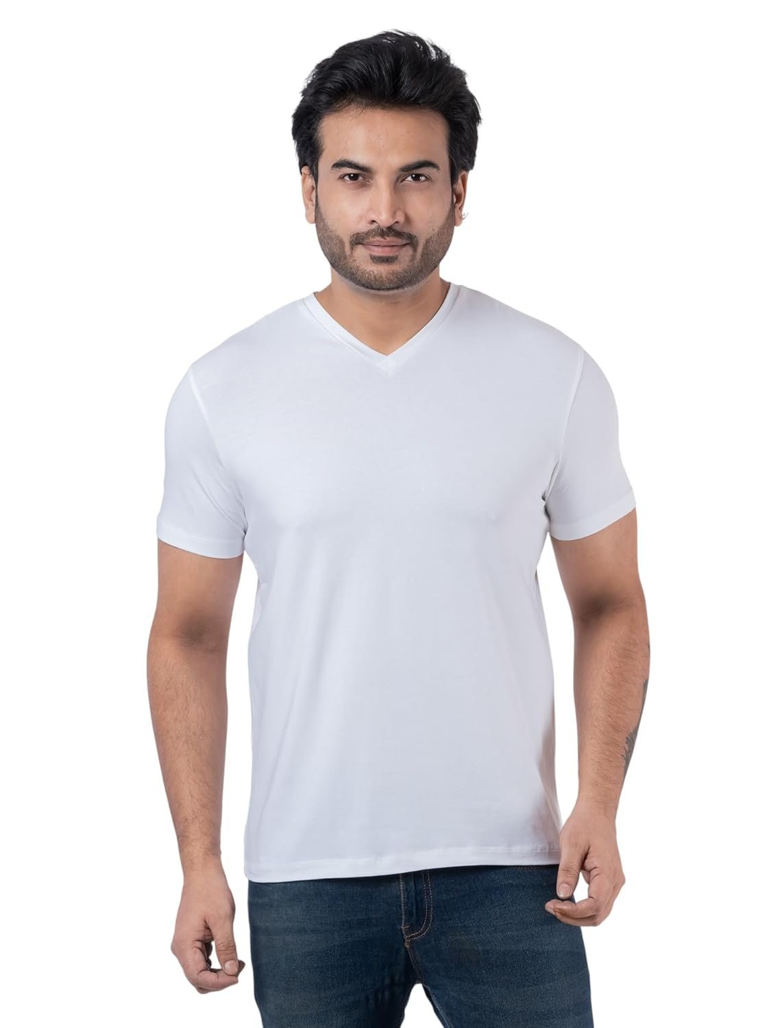 Amazon Brand - Inkast Men's Cotton Stretch Regular Fit V Neck Half Sleeve T-Shirt (Pack of 2) - Image 5