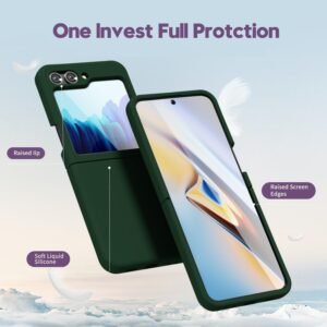 HARITECH Compatible with Samsung Galaxy Z Flip7 FE 5G / Z Flip6 5G Phone case with Soft Silicone Folding Screen Protector Back Cover-(Green)