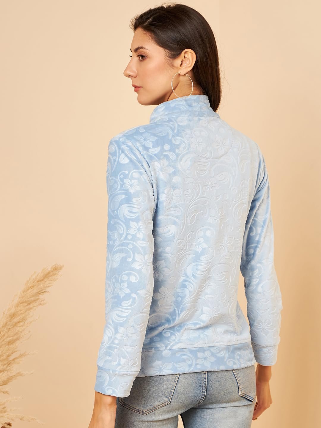 Modeve Floral Printed Stand Collar Lightweight Tailored Jacket - Image 4