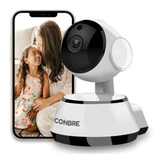 Conbre RoboXR 2MP Full HD Smart Wi-Fi CCTV Home Security Camera for Home and Office | 360° with Pan Tilt | Two Way Communication | Motion Alert | Night Vision | SD Card (Upto 128 GB)
