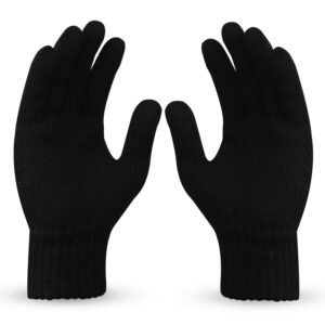 Boldfit Hand Gloves for Men & Women Winter Glove for Men Woolen Knitted for Women and mens Thermal Wear Unisex Winter Warm Gloves for Womens Winters Wear Unisex Hands Glove for Driving – Black 1Pair