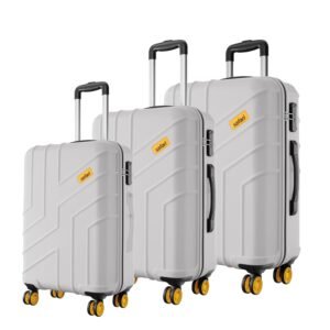 Safari Stratos 8 Wheels Set of 3 Trolley Bags, Hard Case Polycarbonate, 360º Wheeling Carry on & Check-in Luggage for Men & Women, Suitcase for Travel, Trolley Bags for Travel, Cloud Grey