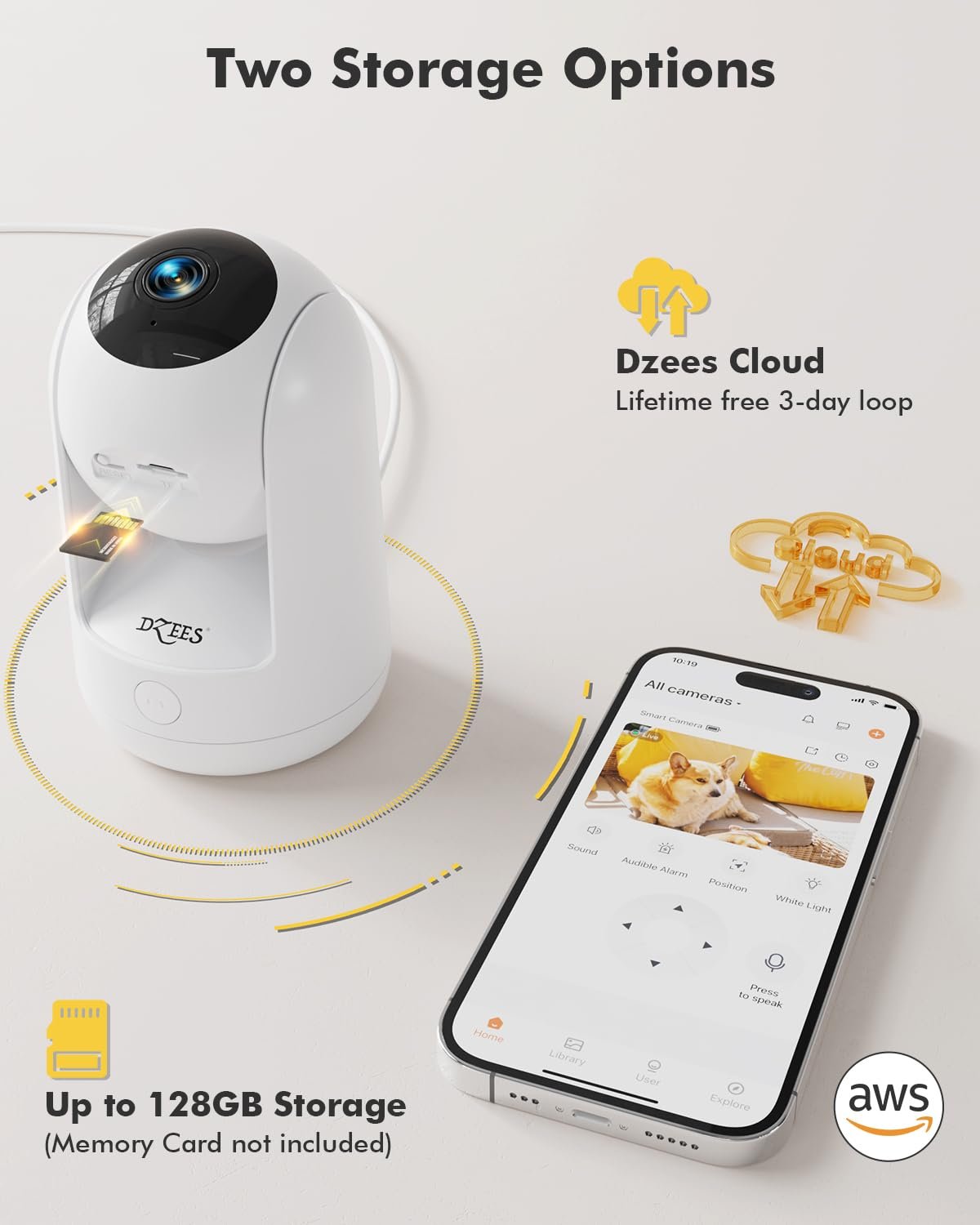 Dzees Indoor Security Camera Pet Camera No Subscription, 2K 360° WiFi Cameras, Wired Dog Pet Cameras with Phone App, MagicPix Night Vision, Calls, 2-Way Audio, 24/7, Motion Tracking, Privacy, 2.4Ghz - Image 9