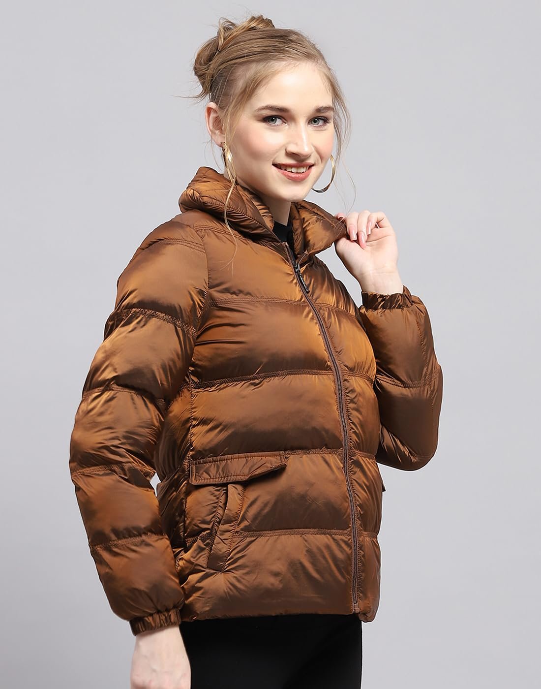 Monte Carlo Womens Solid High Neck Full Sleeve Jacket (224067448) - Image 3