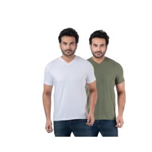 Amazon Brand – Inkast Men’s Cotton Stretch Regular Fit V Neck Half Sleeve T-Shirt (Pack of 2)