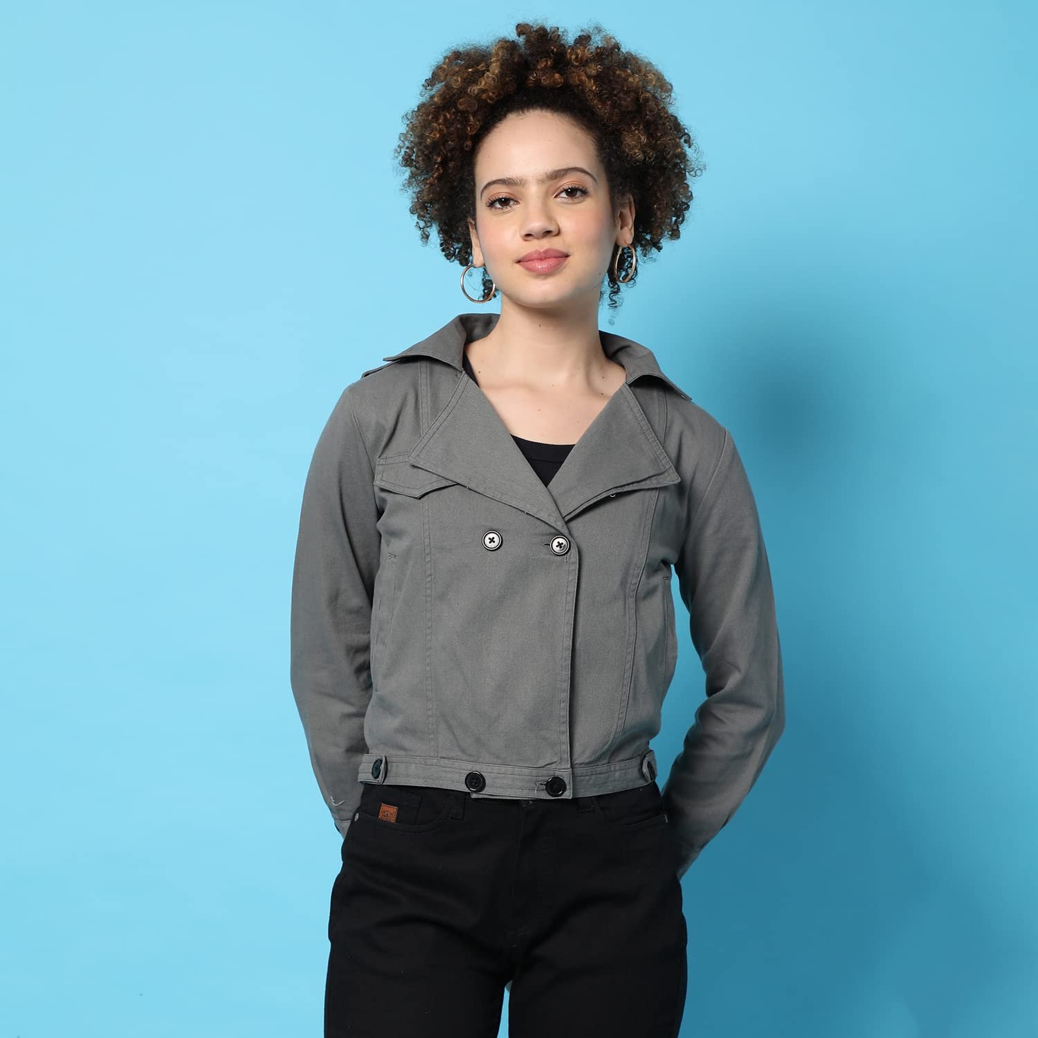 Campus Sutra Women's Cotton Regular Hooded Neck Jacket - Image 2