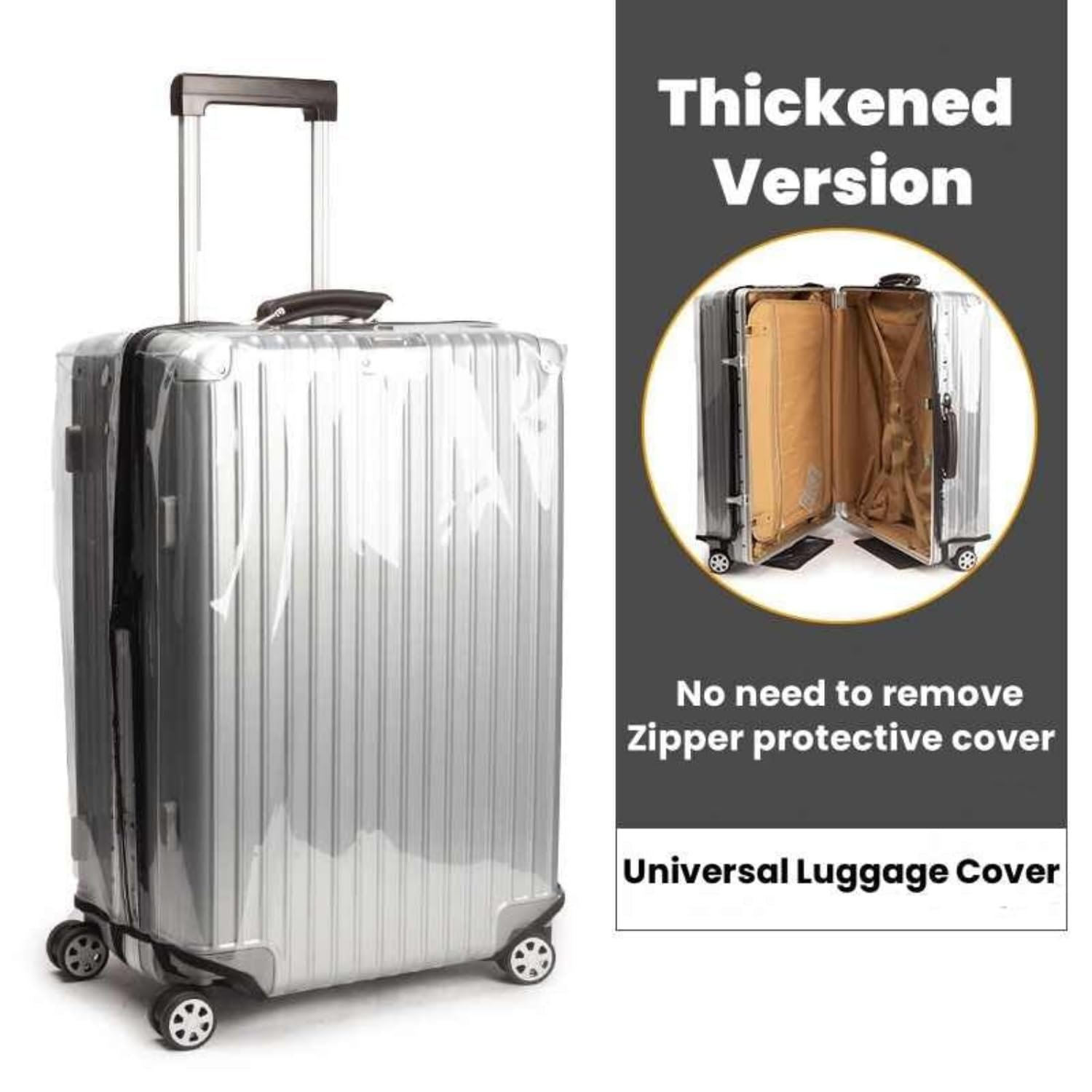 Suitcase Cover Small | 20 Inch Transparent PVC Luggage Cover for Hard Trolley Bag (50 CM), Waterproof Clear Protective Trolley Bag Cover with Zipper, Travel Dustproof Protector - Image 4
